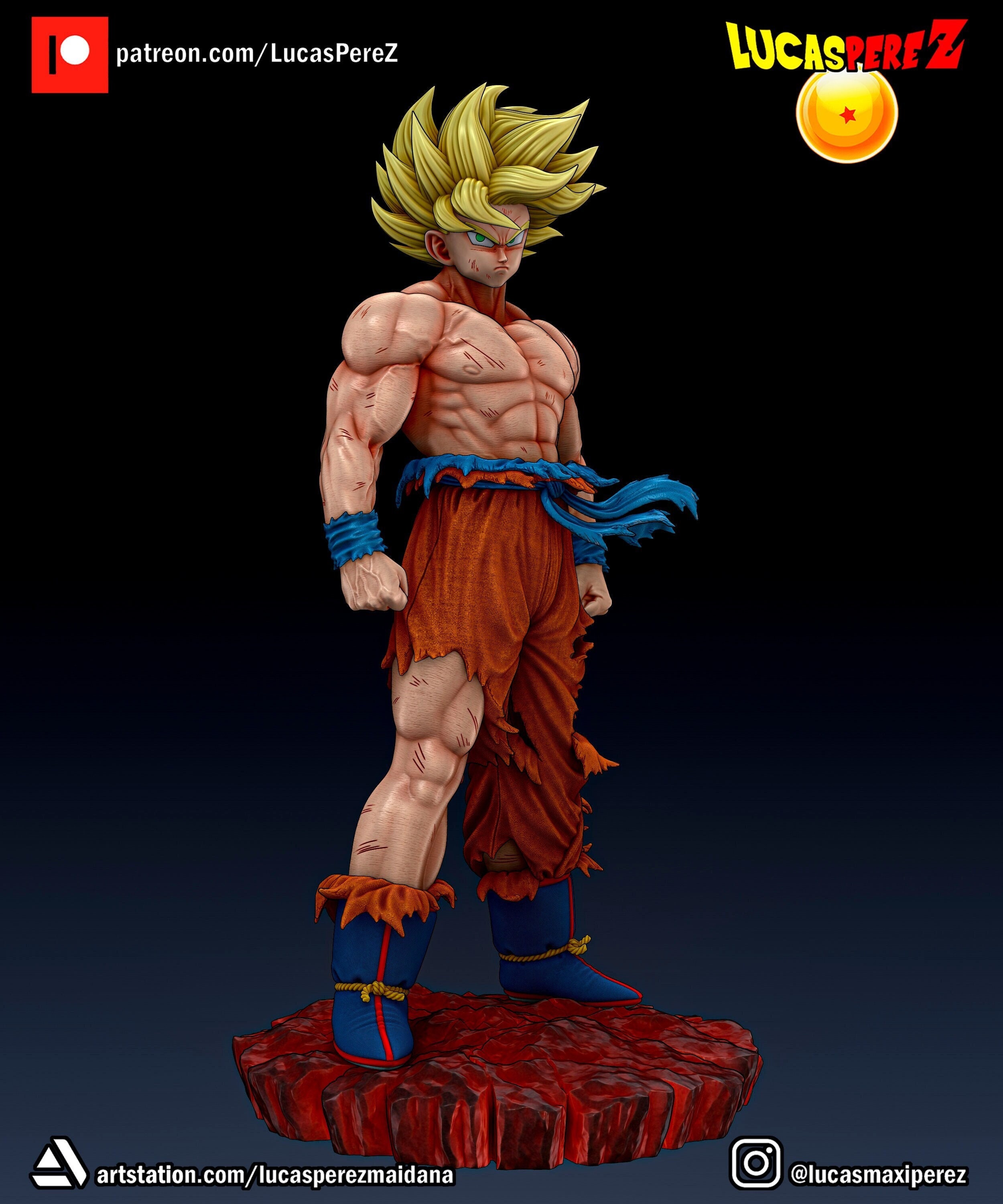 ArtStation - Super Saiyan 3 Blue Goku - Super Kaioken 10x