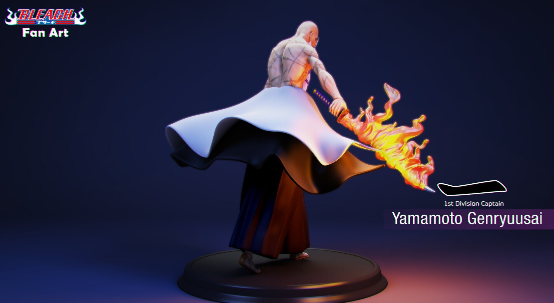 Yamamoto Genryusai Bleach. 3D Printing in Resin. Garage Kit to Color