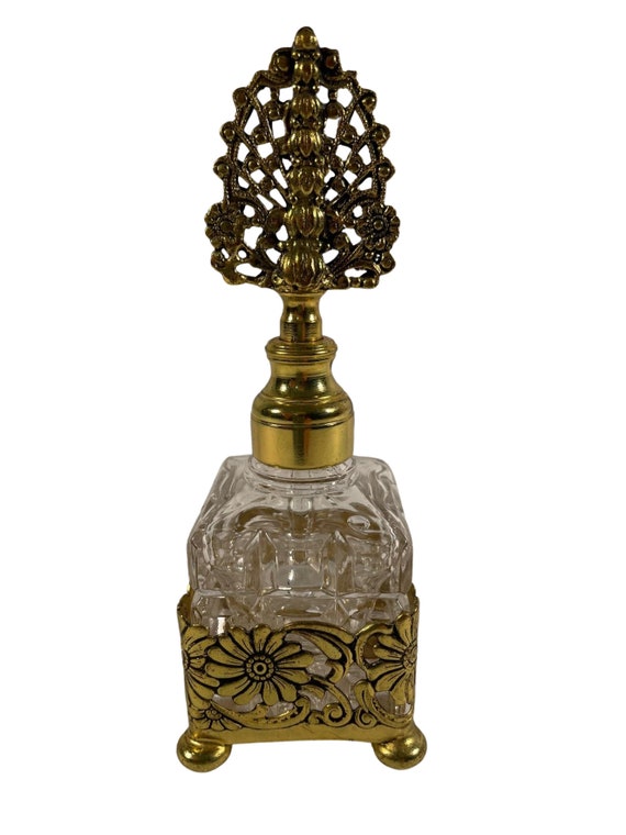 Vintage French Style Cut Crystal Perfume Bottle i… - image 1