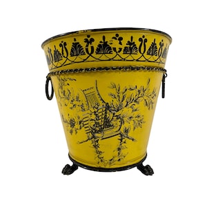 Vintage Italian Tole Yellow Footed Cachepot Planter
