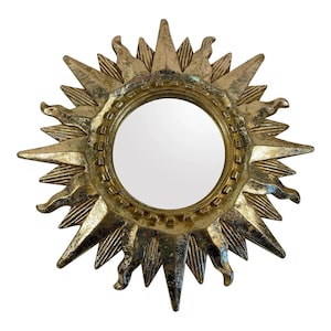 Vintage 1960s Bright Gold Sunburst Wall Mirror