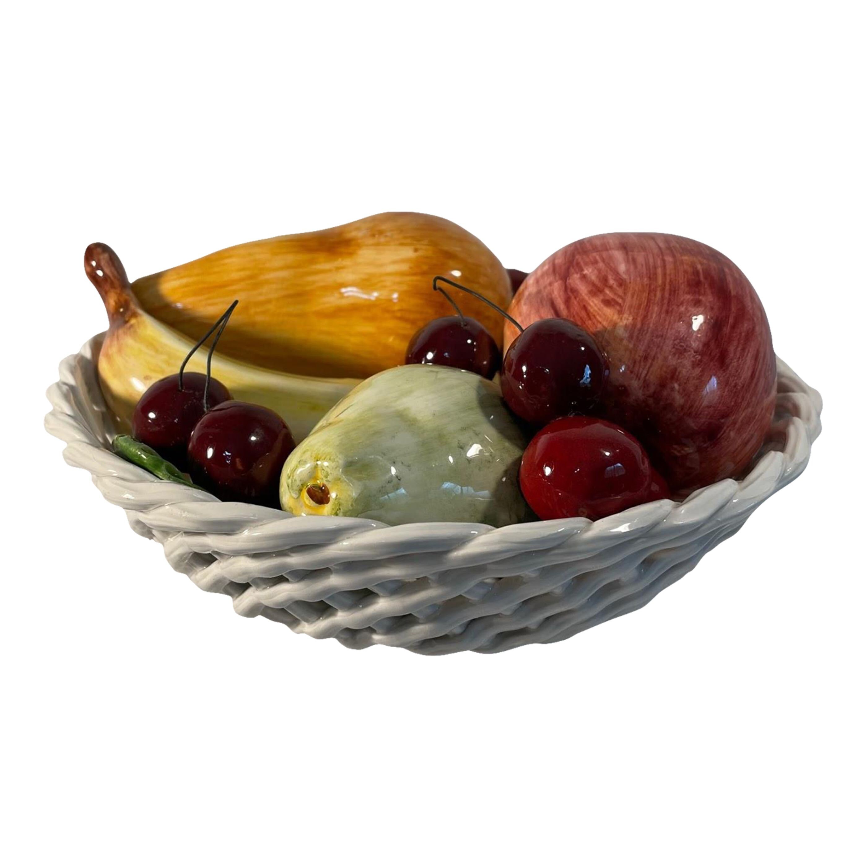 Vintage Italian Ceramic Fruit Bowl / Basket Centerpiece - Etsy