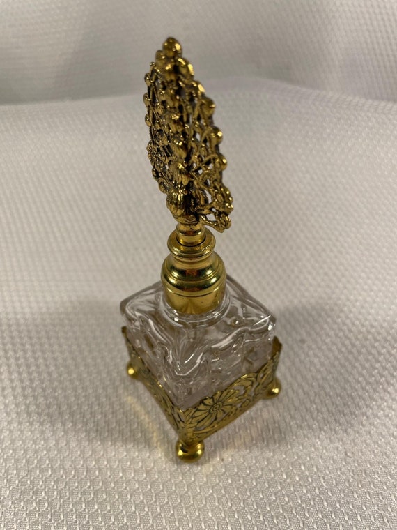 Vintage French Style Cut Crystal Perfume Bottle i… - image 4