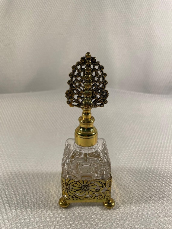 Vintage French Style Cut Crystal Perfume Bottle i… - image 5