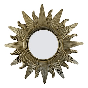 Vintage French Style Gold Convex Sunburst Wall Mirror