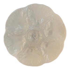 Mid 20th Century French Gien White Oyster Plate
