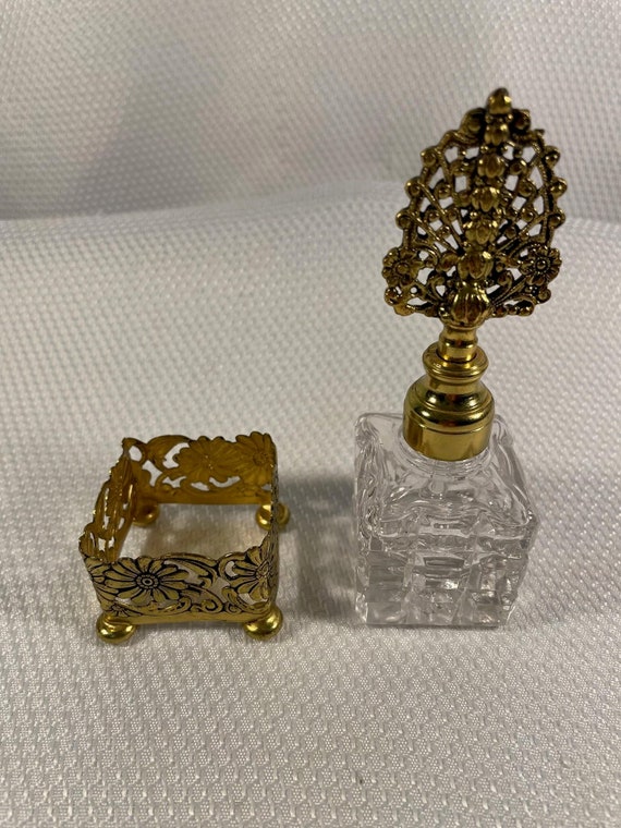 Vintage French Style Cut Crystal Perfume Bottle i… - image 6