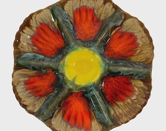 Mid 20th Century French Vallauris "Volcano" Majolica Oyster Plate