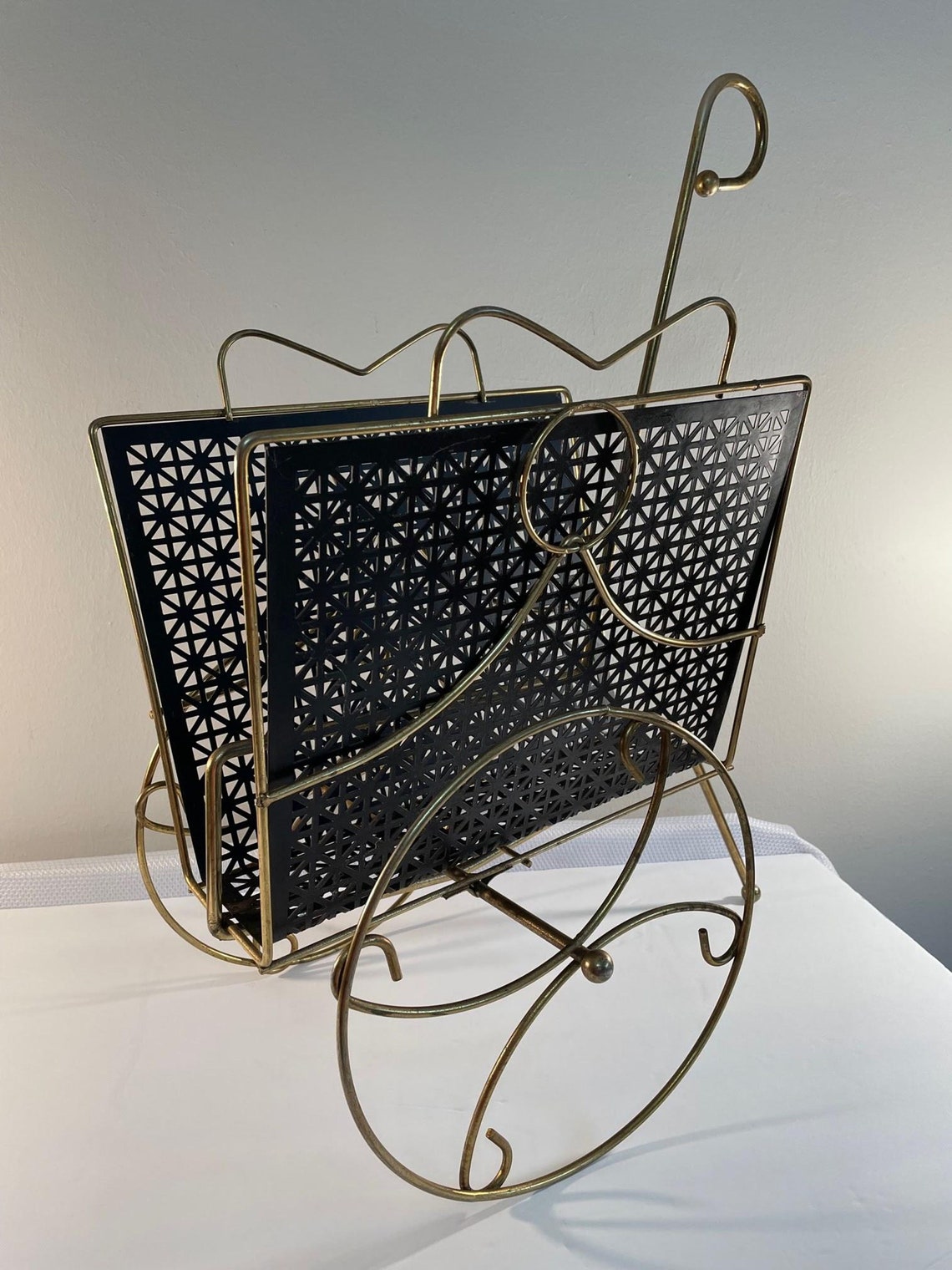 Magazine Rack Trolley 1950s Brass Magazine Rack / Cart With Wheels - Etsy
