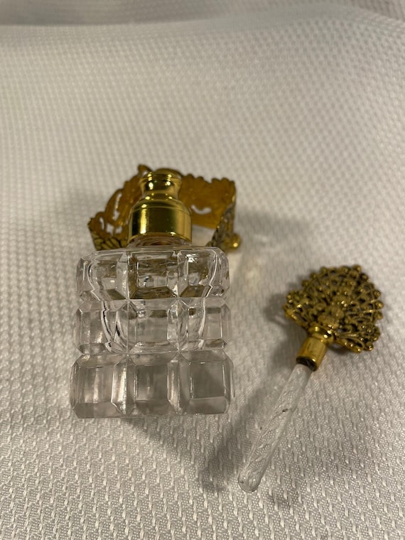 Vintage French Style Cut Crystal Perfume Bottle i… - image 7