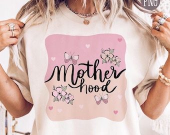 Wzór PNG „Macierzyństwo” | Kwiatowy napis „Kokietka” | Grafika na koszulce „Mam Życie” | Uroczy Dzień Matki w formacie PNG