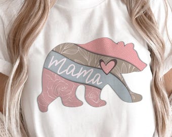 Diseño de sublimación PNG de Mamá Osa: Gráfico con estampado de leopardo bohemio retro para camisetas de mamá, regalo del Día de la Madre, clipart imprimible para camisetas de mamá