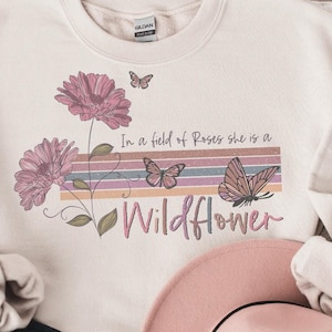In a Field Of Roses she is a Wildflower, Wildflower png, Sublimation downloads, Boho png designs, Boho Sublimation, Retro PNG Sublimations image 1