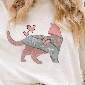 Maman chat Png, amoureux des chats maman bohème Png, animal de compagnie sublimation, abstrait moderne, fête des mères PNG, PNG populaire pour les chemises, conception Boho chat maman png