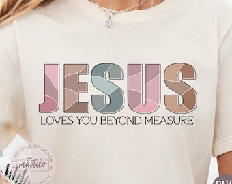 Jesus PNG Digital Design Download, Jesus Loves You png, retro christian designs, religious png, bible verse png, christian png for t-shirt