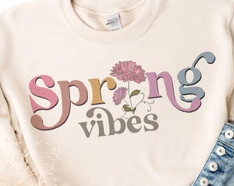Vibras primaverales PNG, sublimación floral primaveral, Pascua PNG, Pascua bohemia PNG, moda PNG, primavera bohemia PNG, diseño de flores silvestres PNG
