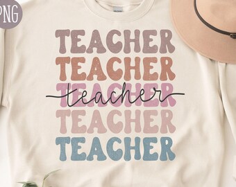 Teacher Boho Distressed Stacked png, Sublimation designs, Teacher Sublimation PNG, Boho Teacher sublimation Design, Boho png designs, Groovy
