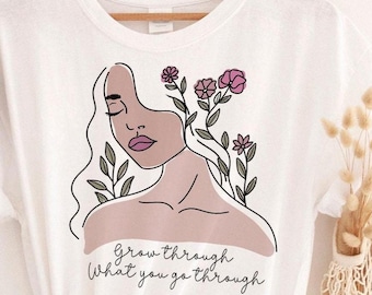 Mental Health PNG, Grow Through what you go through, Mental Health Awareness, Digital Download, Mental Health Sublimation Png Design, Floral