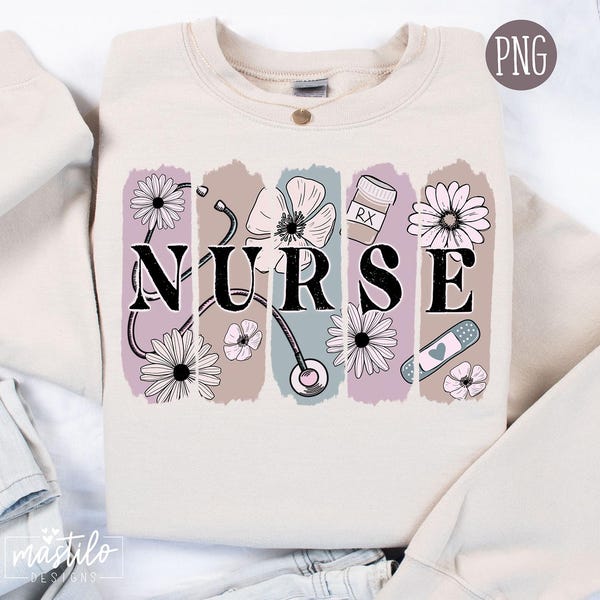 Nurse Png, Nurse Life Png, Nurse Sublimation Design Png, Nurse Png Files, Nursing Png, Nurse Floral Png, Nurse Brush Strokes Png, Flower Png