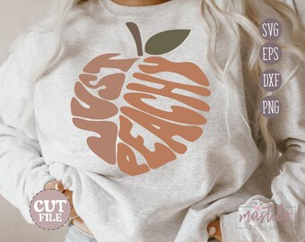 Just Peachy svg, Just Peachy Cut file, Cricut Designs, Groovy Design, Just Peachy Retro svg, Trendy svg, Retro Shirt Designs, Boho Retro svg