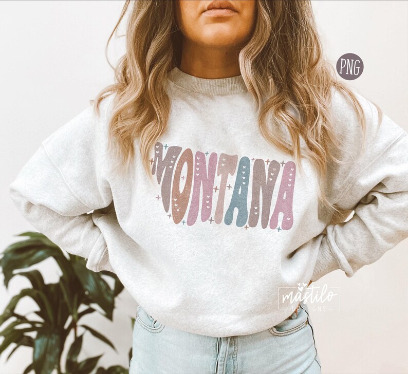 Montana Png, Montana State Png, Montana Wort Png, Montana Clipart, Sublimationsentwürfe, Montana Sublimationsdesign, Groovy Montana Png Bild 3