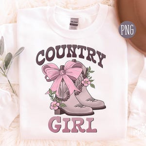 Country Girl Png, Western Cowgirl Boots png, Coquette png, Pink Bow, Aesthetic Png, Western Coquette png, Western Coquette shirt design