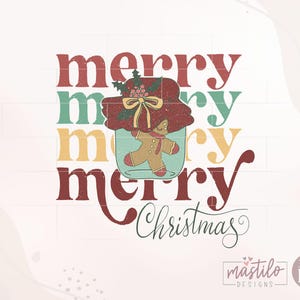 Disegni di Natale per sublimazione, Buon Natale PNG, Natale retrò PNG, Natale PNG per sublimazione, Design PNG alla moda, Natale retrò immagine 1