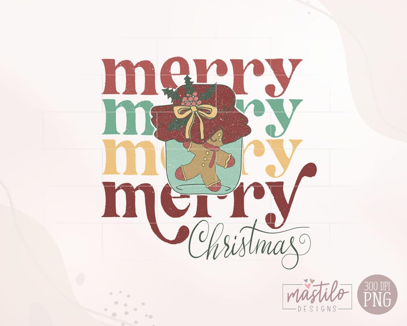 Disegni di Natale per sublimazione, Buon Natale PNG, Natale retrò PNG, Natale PNG per sublimazione, Design PNG alla moda, Natale retrò immagine 1
