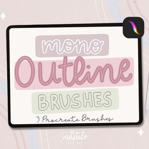 Monoline Outline Brush for Procreate on Ipad, 3 Procreate Brushes ...