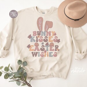 Hase küsst Ostern wünscht PNG, Ostern PNG, Groovy Png, Ostern Sublimationsentwürfe, Retro Ostern Sublimation, Boho Ostern Png, trendiger Png