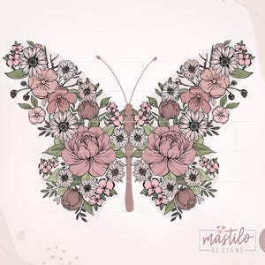 Boho Blumen Schmetterling Png, Schmetterling Png, Boho Shirt Designs, Wildblumen Sublimationsdesigns, Blumen Boho Png Designs Hand gezeichnet