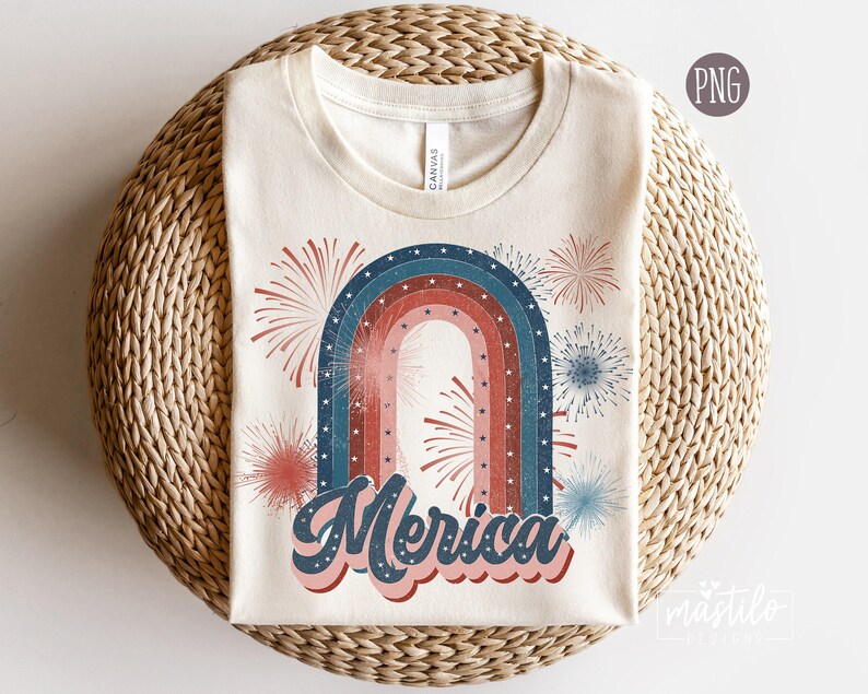 Retro Merica Png, Patriotic Sublimation Png, Merica Sublimation Design, Independence Day, 4th Of July PNG, 4th Of July Png Design, Patriotic image 1