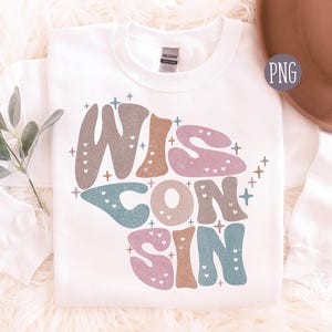 Wisconsin Png, Wisconsin State png, Wisconsin Word Png, Wisconsin Clipart, Sublimation designs, Wisconsin Sublimation Design, Groovy Retro