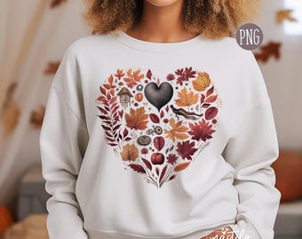 Fall Leaves Png, Fall Sublimation Designs, Fall Vibes Png, Fall Leaves Heart Png, Autumn PNG, Fall Png Designs, Fall Leaves Sublimation Png