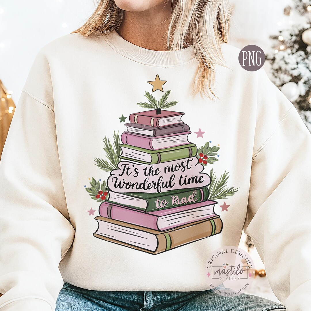 Christmas Book Stack PNG | Holiday Reading Book Tree | Cozy Book Lover ...