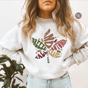 Fall Breeze and Autumn Leaves Png, Groovy Fall Png, Retro Fall Sublimation Designs, Retro Fall Png, Autumn PNG, Fall Leaves Screen Print Png