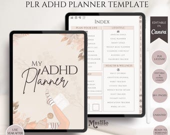 ADHD plr Digital Planner, GoodNotes Planner, Resell Undated Digital Planner, ADHD Planner, iPad Planner, Adult ADHD Planner, Commercial Use