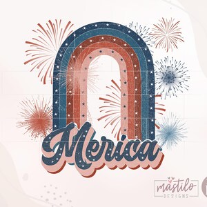 Retro Merica Png, Patriotic Sublimation Png, Merica Sublimation Design, Independence Day, 4th Of July PNG, 4th Of July Png Design, Patriotic image 2