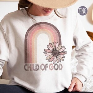 Kind Gottes Png, Retro christliche Png, Gott PNG, christliche Shirt-Designs, Bibel-Vers Png, christlicher Png, Retro Ostern Png, Boho Png-Designs