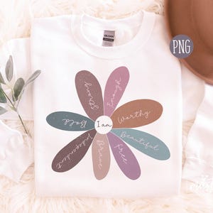 Png positivo, Margherita della felicità Png, Sublimazione Png positivo, Affermazioni quotidiane, Fiore di margherita Png, Design serigrafico, Design DTF Png Boho