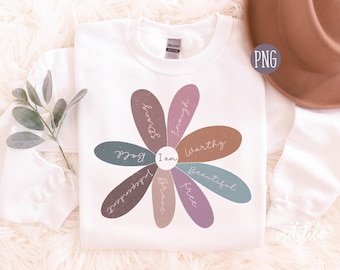 Positive Png, Happiness Daisy Png, Positive Png Sublimation, Daily Affirmations, Daisy Flower Png, Screen Print Design, DTF Png Design Boho