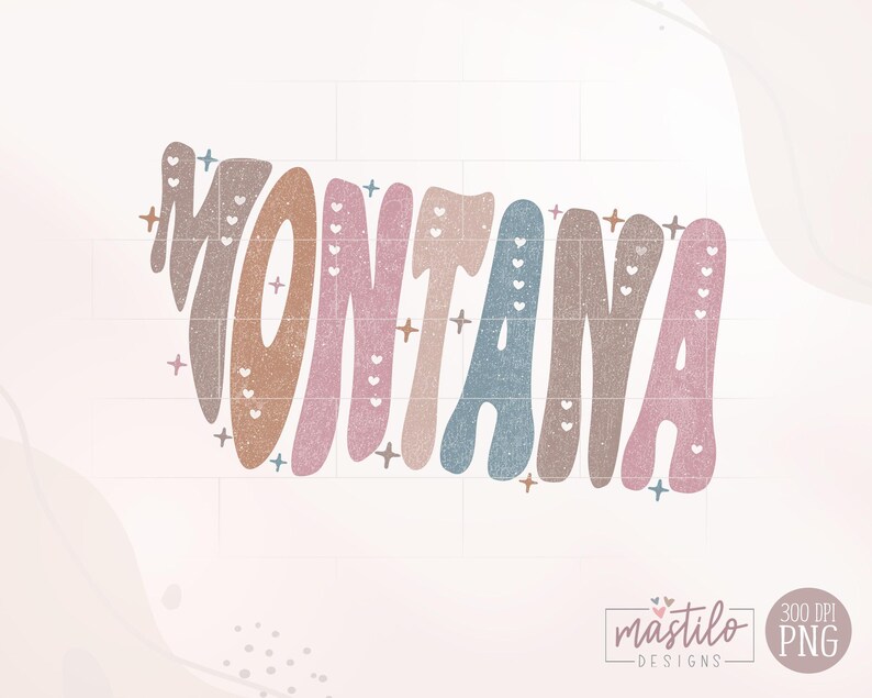 Montana Png, Montana State Png, Montana Wort Png, Montana Clipart, Sublimationsentwürfe, Montana Sublimationsdesign, Groovy Montana Png Bild 2