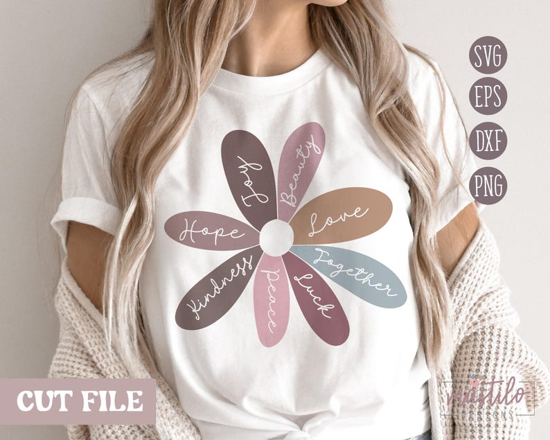 Daisy Flower SVG, Affirmation Svg, Boho Svg wzory, Boho Cut File, Inspirujące SVG wzory, Retro Svg cut file, Retro Svg, Boho Svg zdjęcie 1