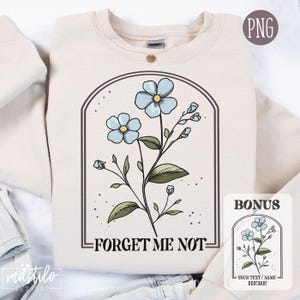 Fleur de myosotis png, sensibilisation aux fausses couches Png, fausse couche et perte du nourrisson en téléchargement numérique, fleur Png, fleurs sauvages Boho Png ajouter le nom