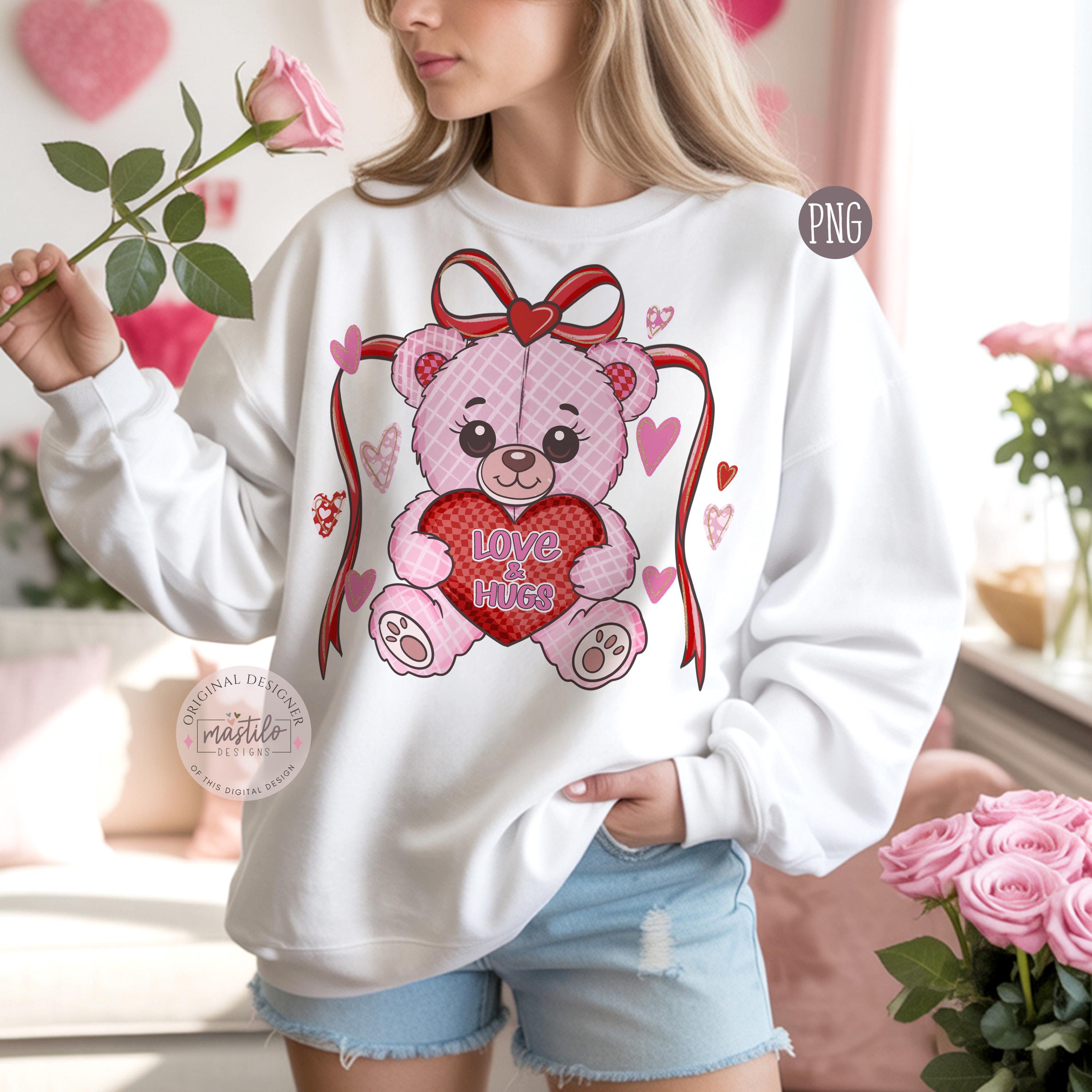 Valentine Teddy Bear PNG | Cute Love & Hugs Bear Clipart | Pastel ...