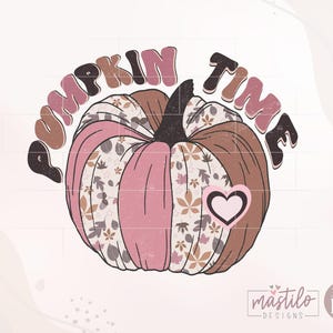Boho Pumpkin Png, Fall Sublimation Digital Design Download, Pumpkin Png, Fall Leaves png, Pumpkin Season Png, fall girl png designs, Retro image 2
