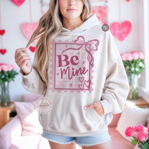 Be Mine Valentines Png, Coquette Valentines Postage Stamp PNG, Preppy Painted Bow Valentines Shirt Png, Trendy Valentines Day Png