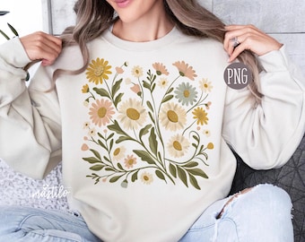 Floral Cottagecore PNG, Spring Flowers Sublimation Design, Botanical Digital Download File, Summer Flower Nature Design for Shirt for Mug