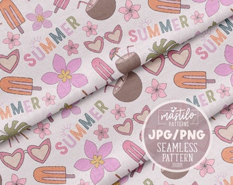 Summer Seamless Digital Pattern, Groovy Retro Seamless Pattern, Summer Sublimation Pattern, Summer Fabric Pattern, Wallpaper summer Popsicle