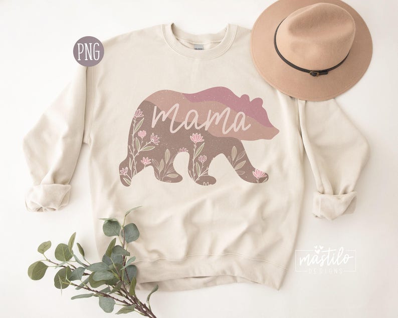 Mama Bear png, boho-sublimatieontwerp, boho-png, Mom Life, vintage png, sublimatieontwerp downloaden, sublimatieontwerpen, Groovy Mama png afbeelding 1